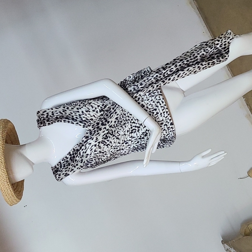 Tadashi Ruched Animal Print Sleeveless Top